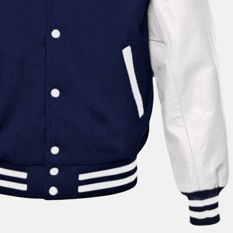 Mens Wool Navy Blue Varsity Jacket