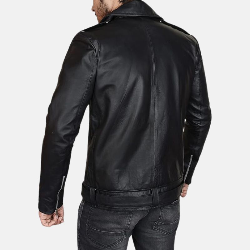 Neagan Walking Biker Black Belted Leather Jacket For Men's