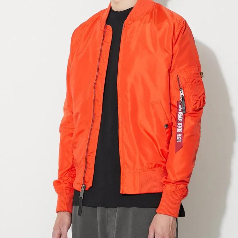 mens-orange-bomber-jacket