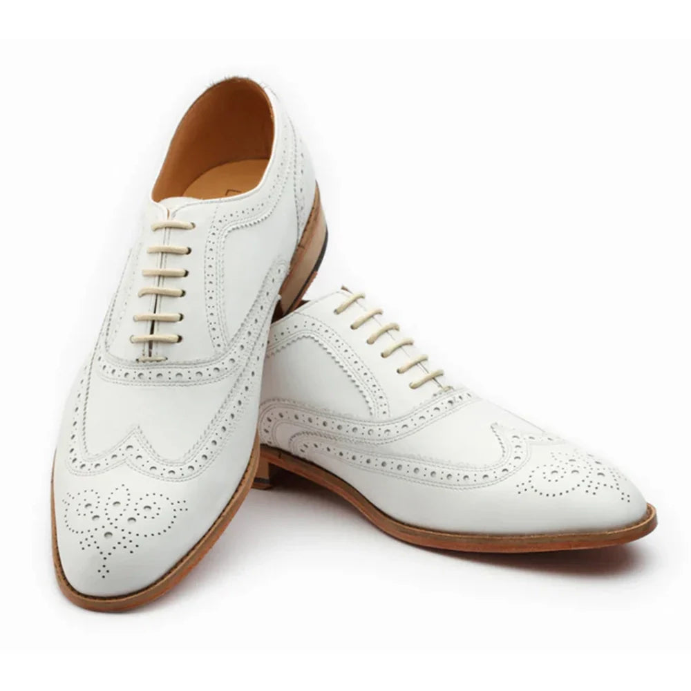 Leather Lace-up White Oxford Shoes