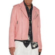 Mens Leather Pink Moto Jacket