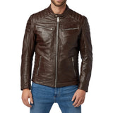 Men's Motorcycle Retro Distressed Cafe Racer Leather Jacket