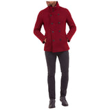 Men's Red Double-Breasted Wool Pea Coat