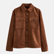 Men's Shirt Style Camel Brown Suede Leather Trucker Jacket