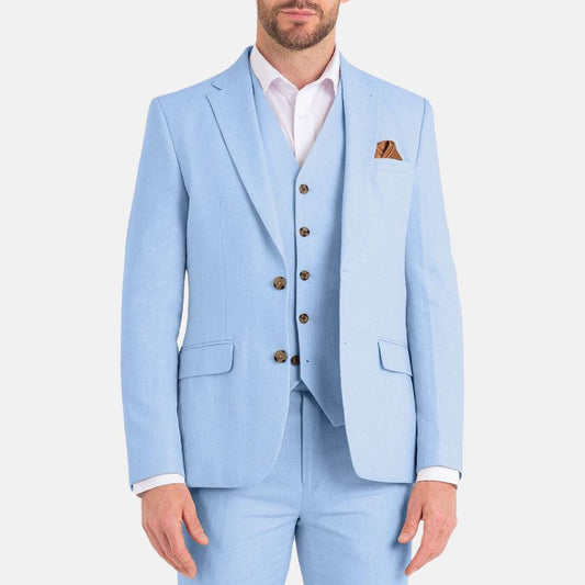 Mens Slim Fit 3 Piece Sky Blue Suit