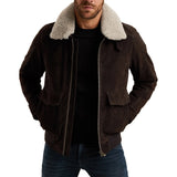 Men's Brown Shearling Sherpa Lined Leather Jacket