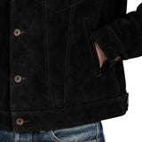 Men's Black Suede Trucker Jacket