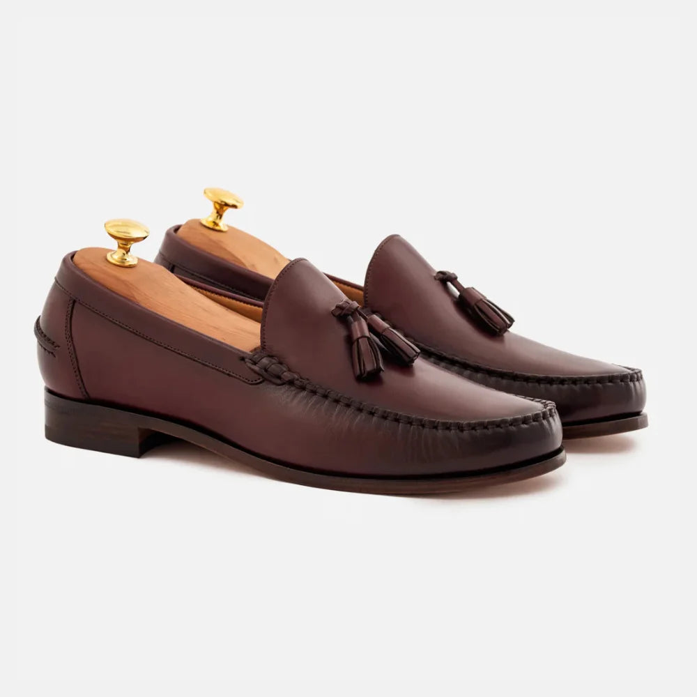 Men's Burgundy Boat Leather Tassel Loafer