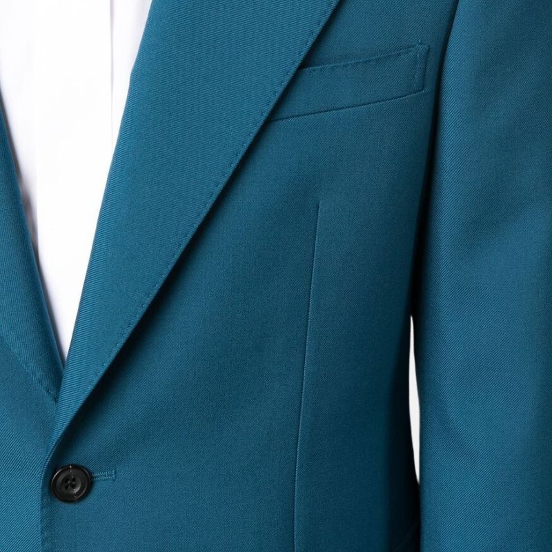 Teal Blue Tailored Fit 2 Piece Suit For Men