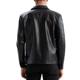 Holland Black Leather Trucker Jacket Mens