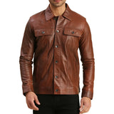 Brown Leather Trucker Jacket