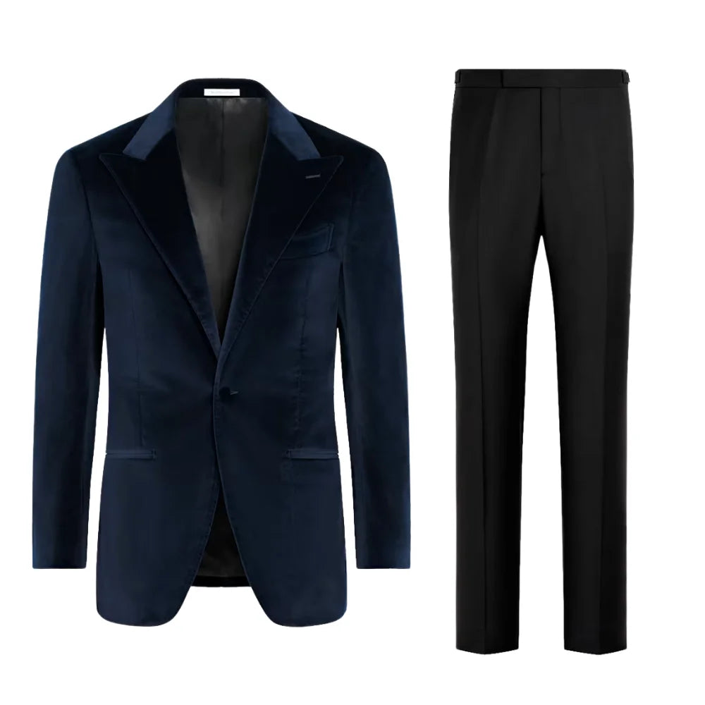 Mens Two Piece Navy Tailored Fit Dinner Jacket