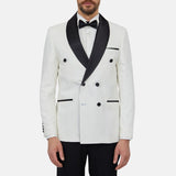 Mens White Double Breasted Tuxedo 2 Piece Suit