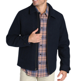 Men's Navy Blue Zip Up Wool Blend Jacket