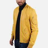 mens-yellow-bomber-aviator-leather-jacket