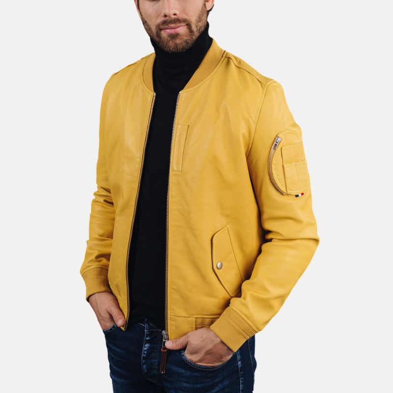 mens-yellow-bomber-aviator-pilot-leather-jacket