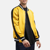 Mens Yellow Zipper Bomber Varsity Jacket