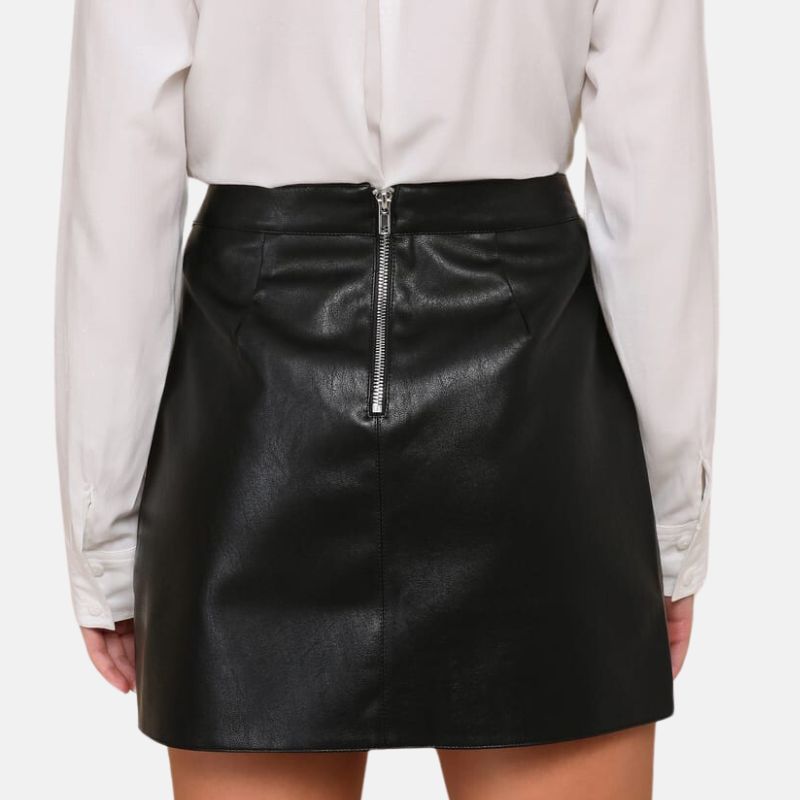 Mini Black Leather Skirt