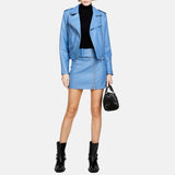 Blue Leather Jacket Womens