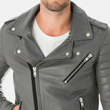 Mens Grey Leather Jacket