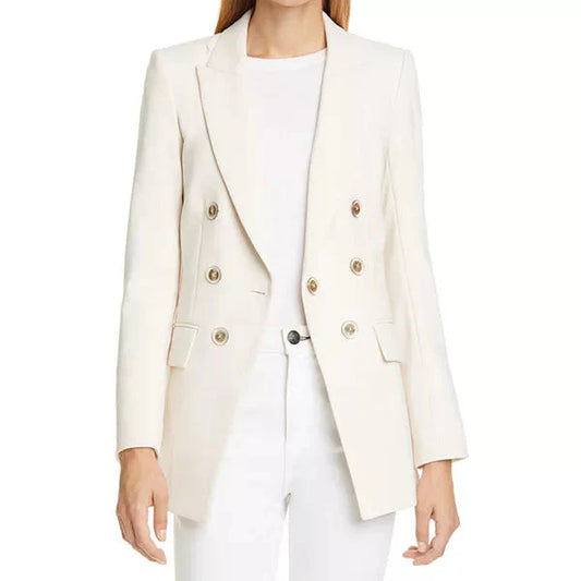 White Wool Double Breasted Blazer Women