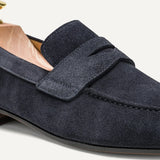 Navy Blue Penny Suede Loafer