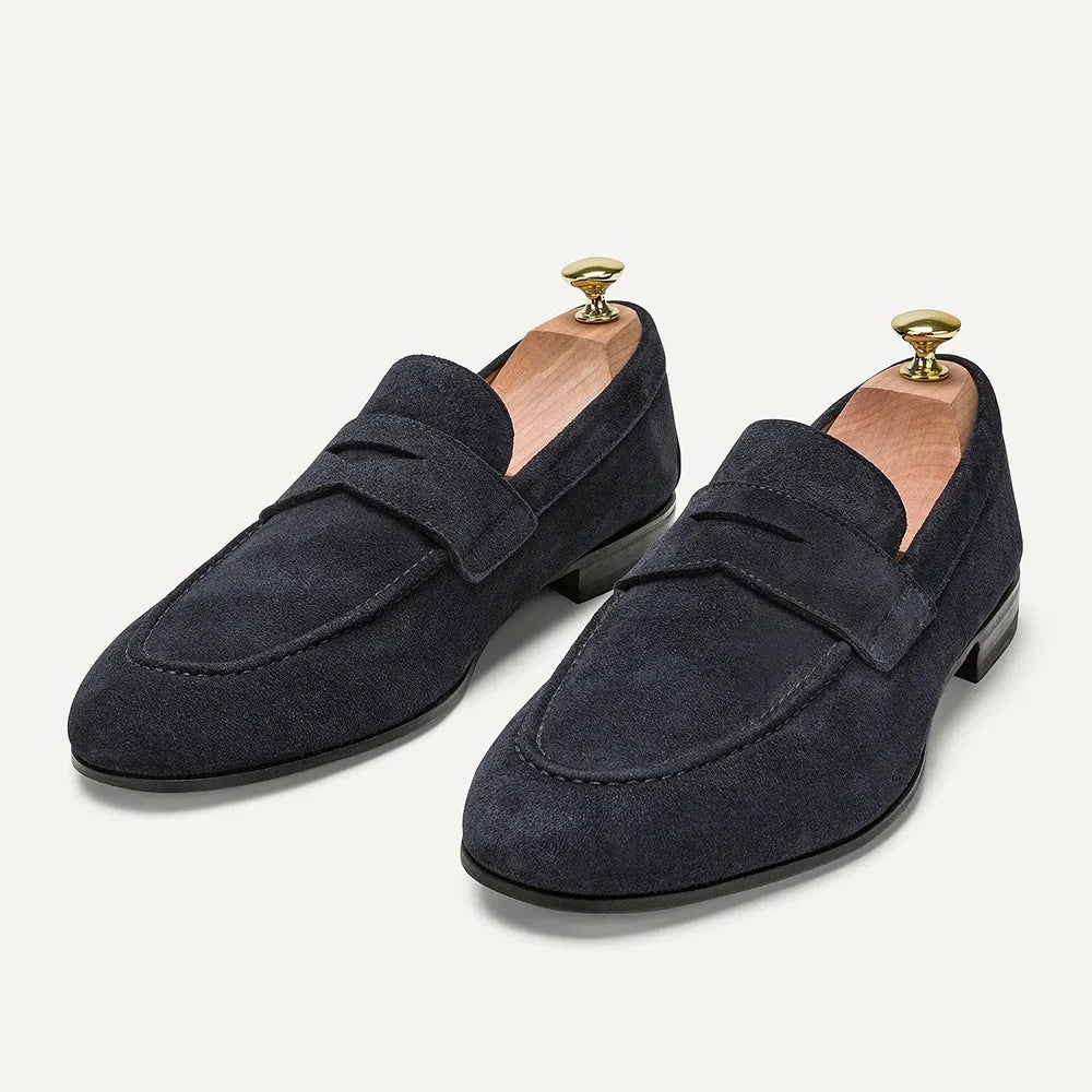 Navy Blue Mens Suede Loafer