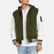 Mens Olive Green Wool Varsity Jacket