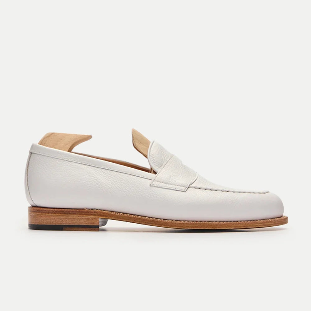 Leather Penny Mens White Loafers