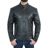 Men's Black Cafe Racer Leather Jacket