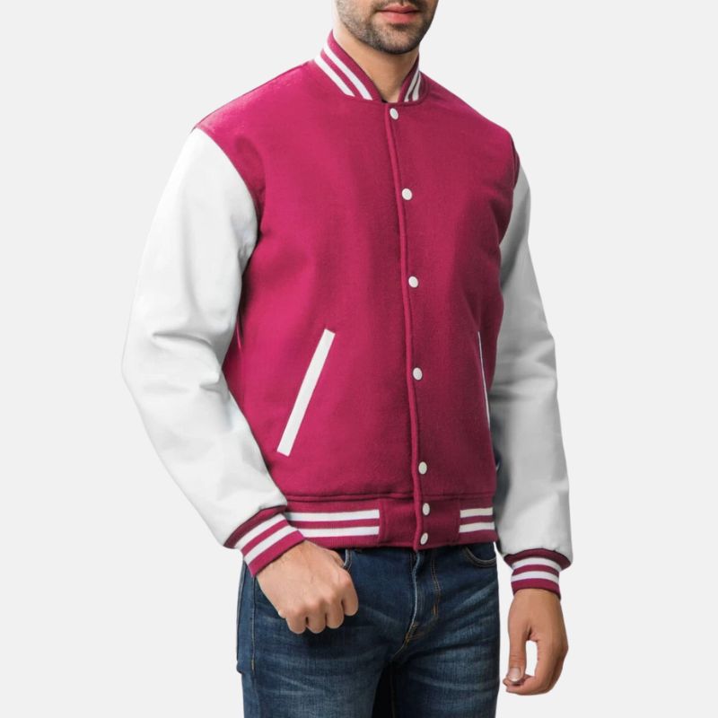 Pink Wool Letterman Jacket