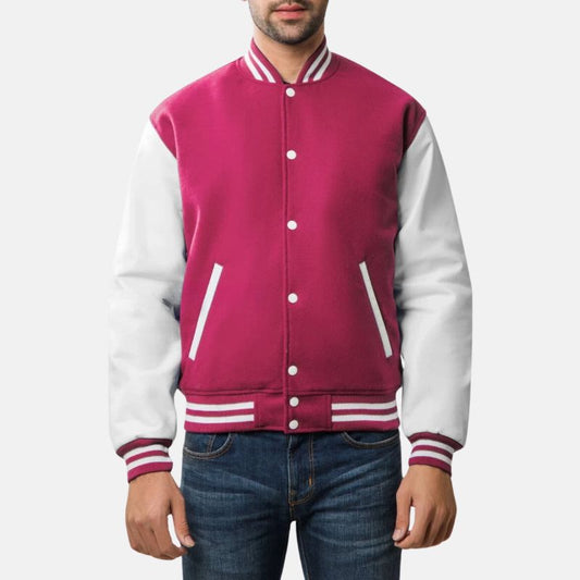 Pink Letterman Jacket Mens