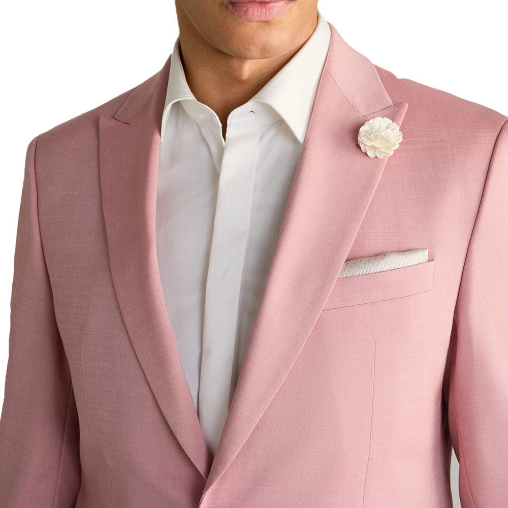 Pink Men's Wool Tailored Fit Single Breasted Two Piece Suit