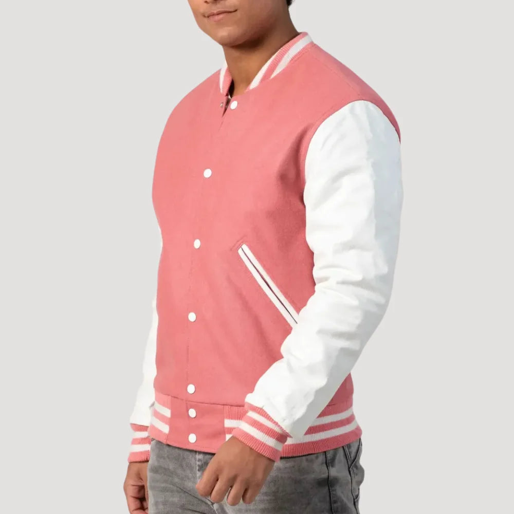 Pink Letterman Jacket Mens