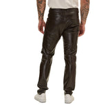 Ronny Mens Brown Leather Pants