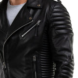 Men's Asymmetrical Black Leather Biker Jacket