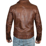 Men's Quilted Asymmetrical Dark Brown Leather Biker Jacket