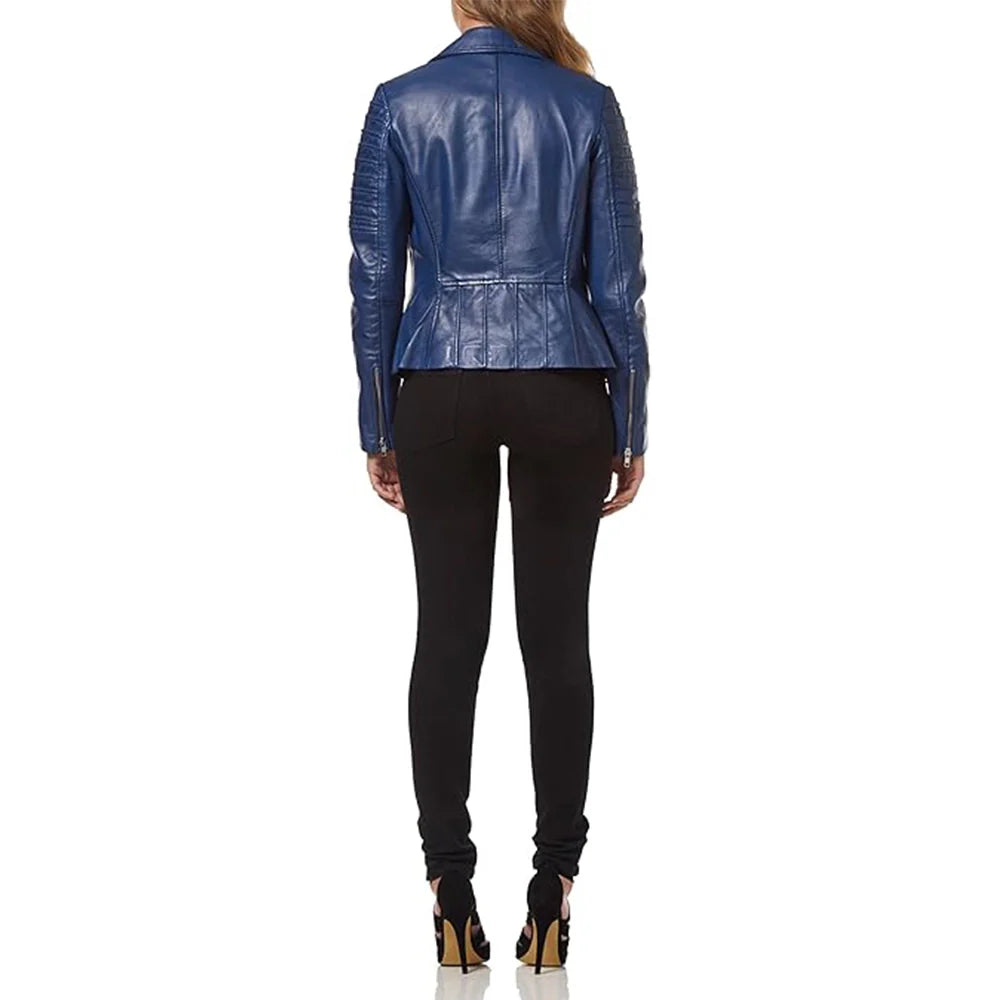 Blue Leather Jacket Women's