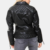 Women's Black Racer Quilted Leather Jacket