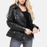 Women's Racer Quilted Leather Jacket