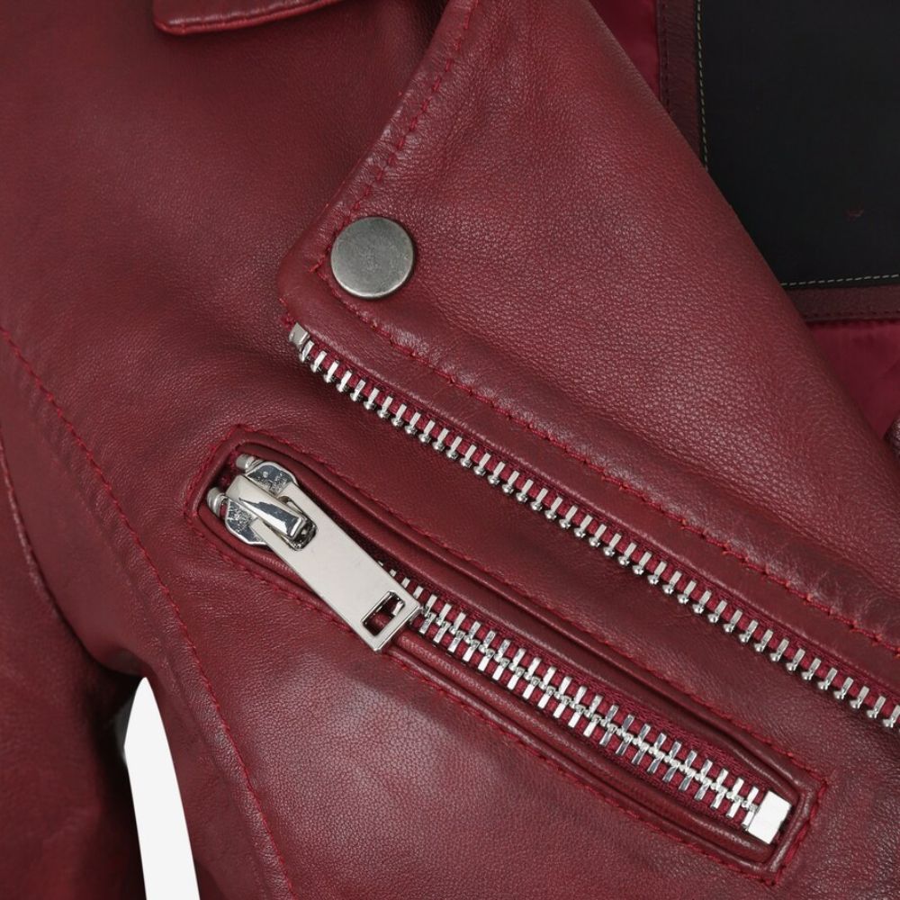 Red Leather Biker Jacket