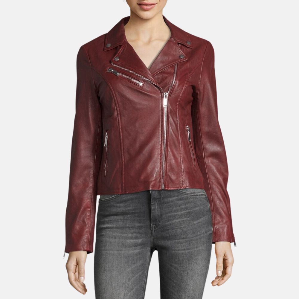 Red Leather Biker Jacket