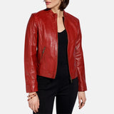 Red Leather Biker Jacket