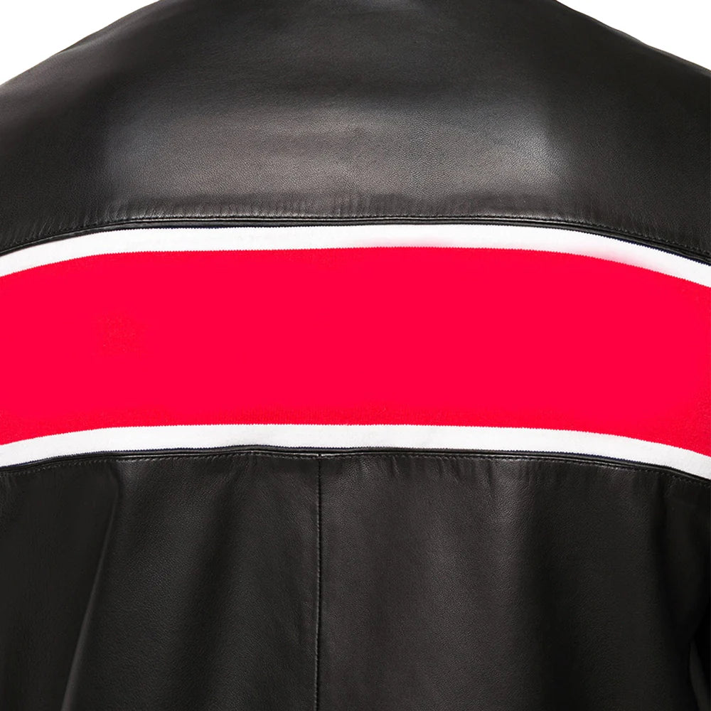 red-strip laether-jacket