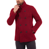 Men's Red Double-Breasted Wool Pea Coat