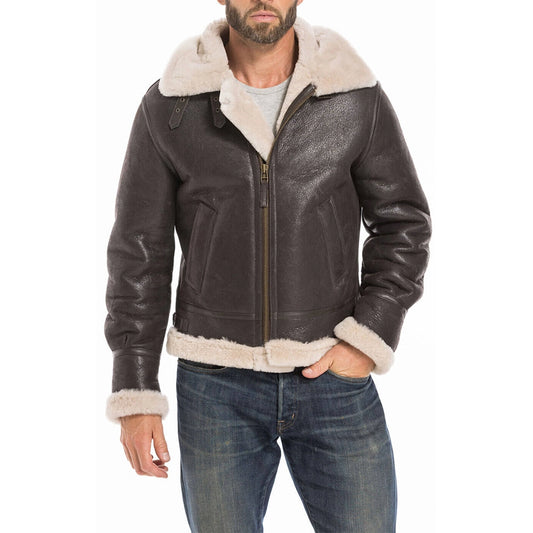 Sheepskin B3 Raf Men's Fur Shearling Bomber Brown Aviator Jacket