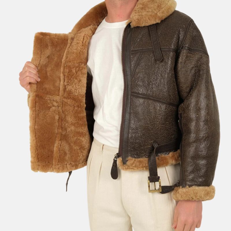 Men's Shearling Brown Bomber Jacket