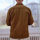 Men's Camel Brown Suede Leather Trucker Jacket