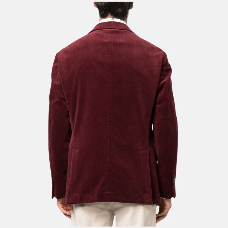 Velvet Single Breasted Maroon Blazer For Mens