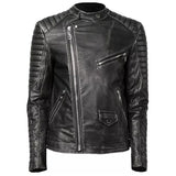 Black Leather Asymmetrical Skeleton Jacket Zip Up